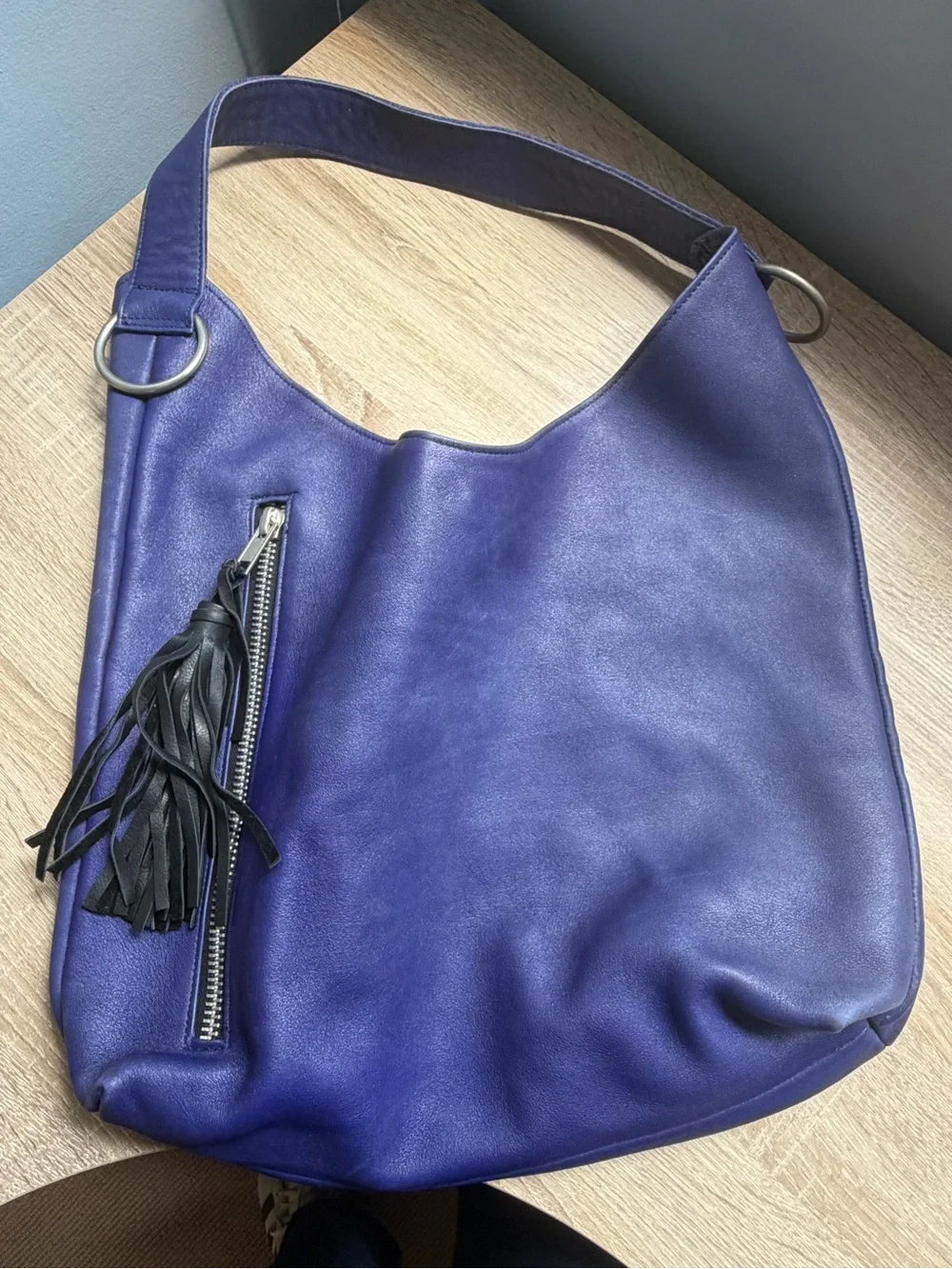 Women's Purple Leather Hobo Bag - Unbranded
